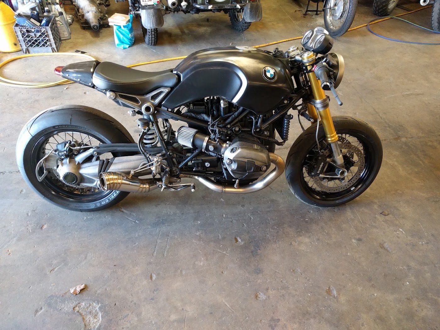 BMW R nineT in the shop